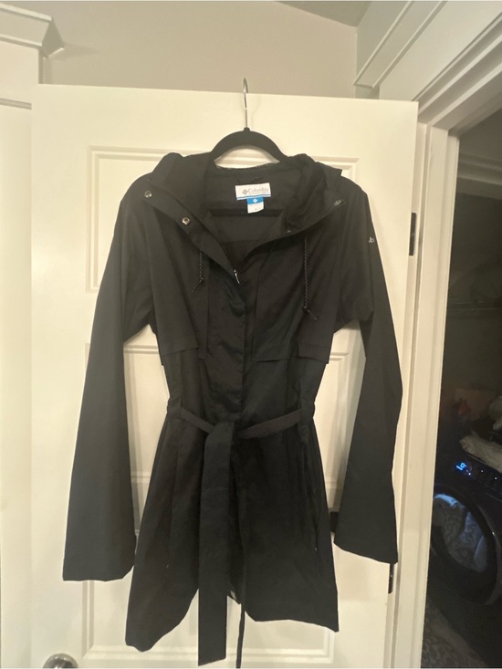 Columbia Jackets & Blazers - Columbia "Pardon My Trench" Hooded Rain Coat Belted Jacket Black Size Medium